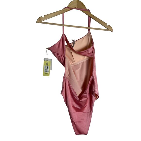 KIBYS Roxy Rose Garden Pink One Shoulder One Piece Swimsuit Size Medium - Picture 11 of 13
